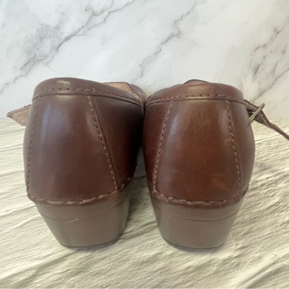 Dansko Savanna Flower Embossed Brown Leather Mary Jane Clog Shoe - Picture 6 of 16
